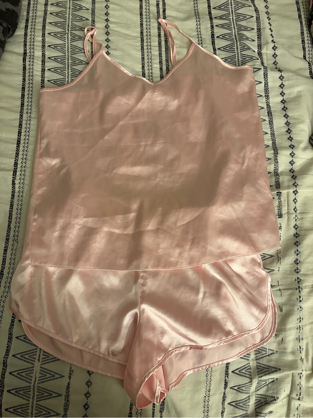 Women's Pink Satin Cami & Shorts Sleep Set